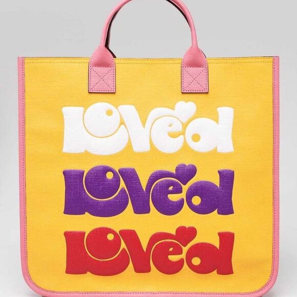 Gucci Pink/Yellow Coated Canvas Rainbow "Loved" Children's Tote Bag - Picture 1 of 10